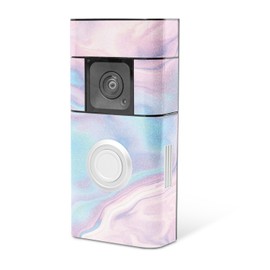 MightySkins Glossy Glitter Skin Compatible with Ring Video Doorbell Plus - Pastel Wave | Protective, Durable High-Gloss Glitter Finish | Easy to Apply