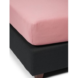 Essenza Fitted Sheet The Perfect Organic Jersey Dusty Rose, 180-200 x 200-220 cm, 95% Organic Cotton Percale (GOTS), 5% Elastane, Plain
