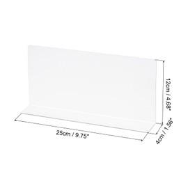 sourcing map L Type Shelf Dividers, PVC Clear Closet Shelf Separator Organizer Clapboard for Kitchen Cabinet Bookcase Office Supermarket 25 x 4 x 12cm Pack of 4