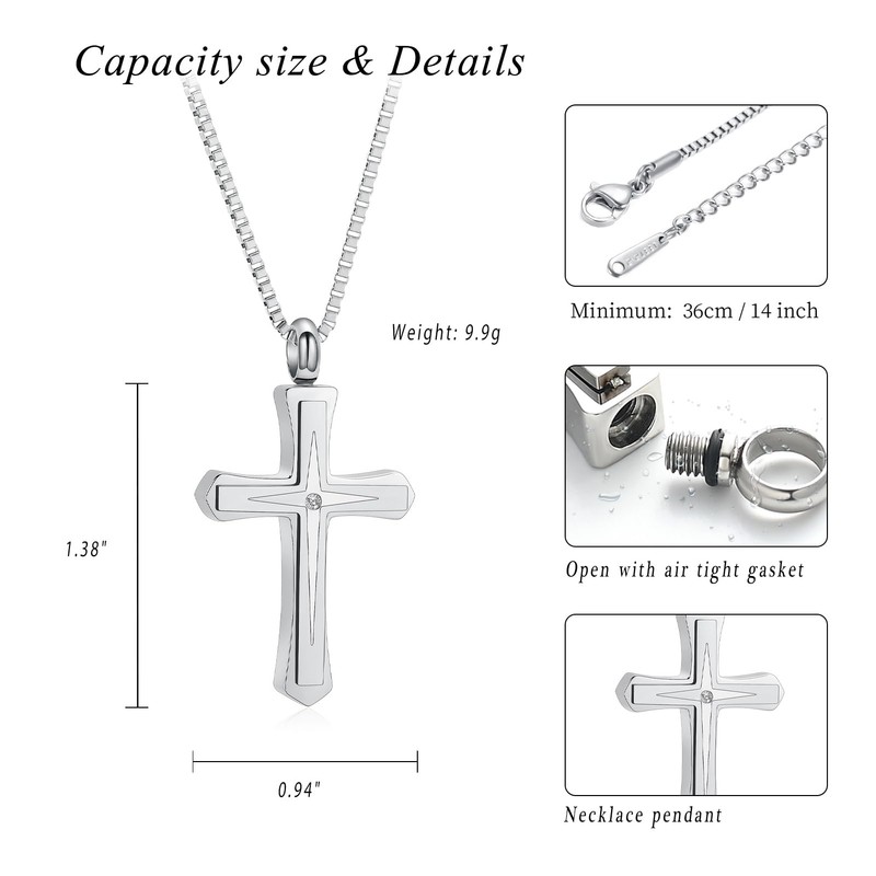 XSMZB Cross Cremation Jewelry for Human Pet Ashes Keepsake Urn