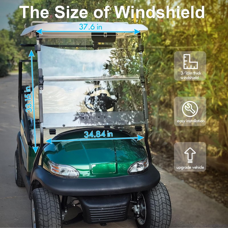 Upgraded Club Car Precedent Windshield,Golf Cart Windshield for Precedent/Tempo/Onward (2004-Up)–