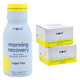 More Labs Morning Recovery Electrolyte, Milk Thistle Drink Proprietary Formulation to Hydrate While Drinking for Morning Recovery, Highly Soluble Liquid DHM, Sugar-Free Lemon, Pack of 24