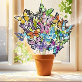 OuMaiFeng Pack of 16 Diamond Painting Butterfly Decoration, Crafts for Children and Adults, Kits for Diamond Painting, Diamond Painting Pictures, Butterfly Decoration for Indoor and Outdoor Use