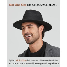 Zylioo Vintage Fedora Panama Hat for Men,Womens Felt Hats with Ribbon,Adjustable Warm Flat Brim Hat