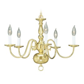 Livex Lighting 5005-02 Williamsburg 5 Light Polished Brass Chandelier