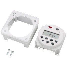 Weasch Timer Switch, CN101A, DC/AC 12V 16Amp, Digital LCD Power Programmable Timer Time Relay Switch, Supports 28 Scheduled Times Daily or Weekly, with Waterproof Cover (1)