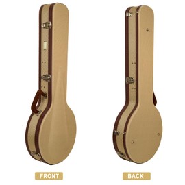 Crossrock Master Series Openback Banjo Case | Classic Fabric Tweed Exterior, Re-Engineered Wooden Shell, Leather Handle & Deep Red Velvet Interior (Fits 11''–12'' Rim)