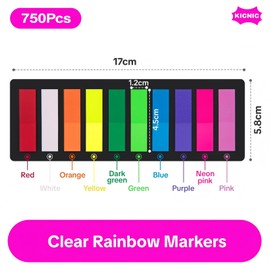 KICNIC Page Markers Sticky Index Tabs, Arrow Flag Tabs Colored Sticky Notes for Page Marker Bookmarks [10 Primary Colors, 750 Pieces] Sticks Securely, Removes Cleanly