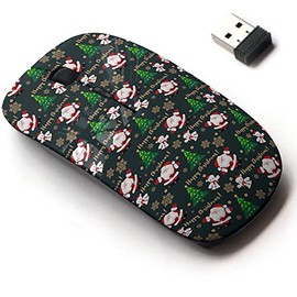 2.4G Wireless Mouse with Cute Pattern Design for All Laptops and Desktops with Nano Receiver - Christmas Santa Claus