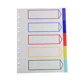 A4 File Dividers Plastic Coloured Tabs Subject Filing Numbered A-Z Extra Wide (5 Part A4 Dividers Extra Wide)