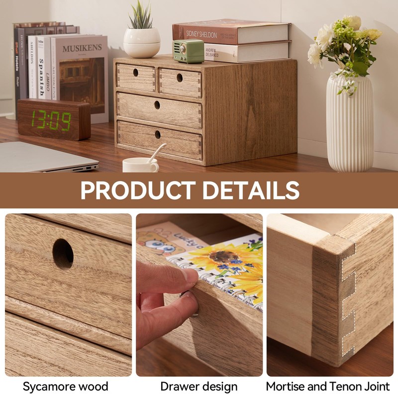 Kirigen Wood Desktop Storage Cabinet/Workspace Document Office necessity Organizer with