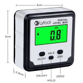 Digital Level Box, Lytool Digital Angle Gauge Magnetic Mini Digital Angle Finder Inclinometer Level Angle Gauge with Powerful Magnet, Backlight LCD Bevel Gauge Inclinometer for Woodworking
