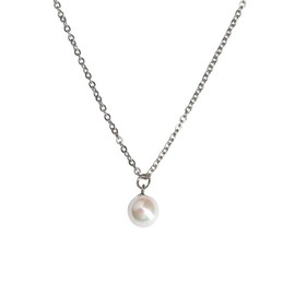 LuckyLy Set Juego de Joyería para Mujer con Perlas Naturales, Aretes y Collar de Acero Inoxidable Color Plata – Regalos para Mujer Cumpleaños y Regalos para Mujer Originales, Modelo Adele