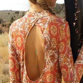 TseenYi Back Necklace Turquoise Backdrop Necklace Boho Body Chain Summer Beach Wedding Jewellery for Women and Girls (Gold, 1 Piece)