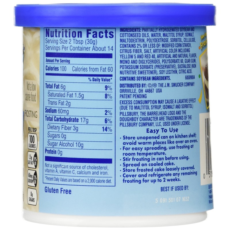 Pillsbury Creamy Supreme Sugar Free Vanilla Frosting (Pack of 2)