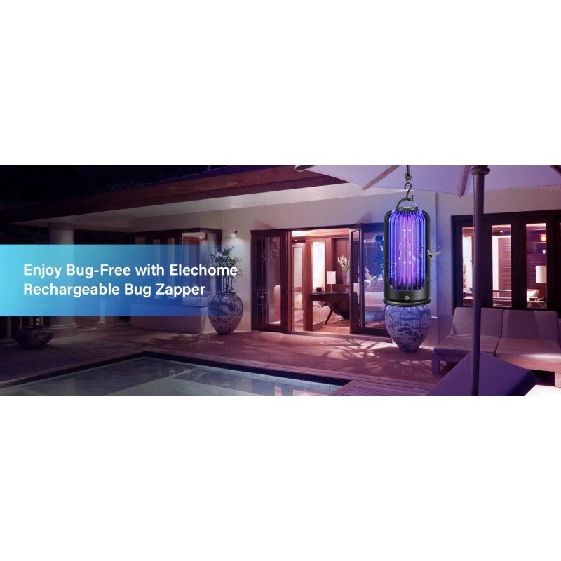 Elechome Bug Zapper for Indoor Outdoor, Rechargeable Mosquito Zapper with