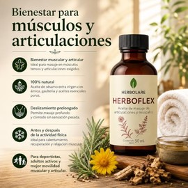 Herbolare Herboflex Aceite para Recuperación Muscular y Articular 50 ml | Aceite de masaje con árnica y gaulteria, 100% puro sin bases sintéticas; mas