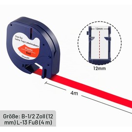 NOTEZMATE 6x label tape replacement for Dyno Letra label tape 12 mm x 4 m