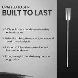Quality Industries 36 Inch Stainless Steel Mixing Paddle Heavy Duty Commercial Stirring Tool for Large Stock Pots Brewing Catering Outdoor Cooking Durable Long Handle Professional Kitchen Utensil