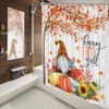 Boziqr Fall Gnome Thanksgiving Shower Curtain, Autumn Maple Tree Leaves