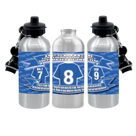 Ipswich Water Bottle - Football Shirt - Silver Aluminium Two Lids - Unisex Gift