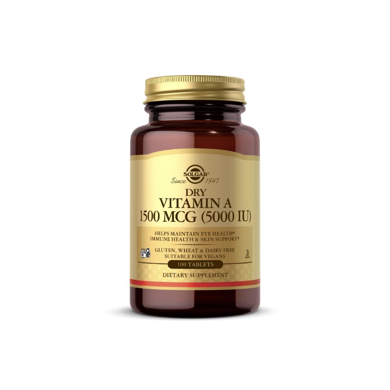 Solgar Dry Vitamin A 100 Count Oil Free Non GMO