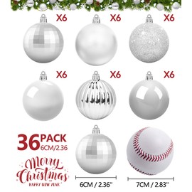 Christmas Baubles, 36 Pcs Christmas Decorations Baubles, Christmas Tree Baubles Ornamets Christmas Balls For Xmas Festive Holiday Home Decorations