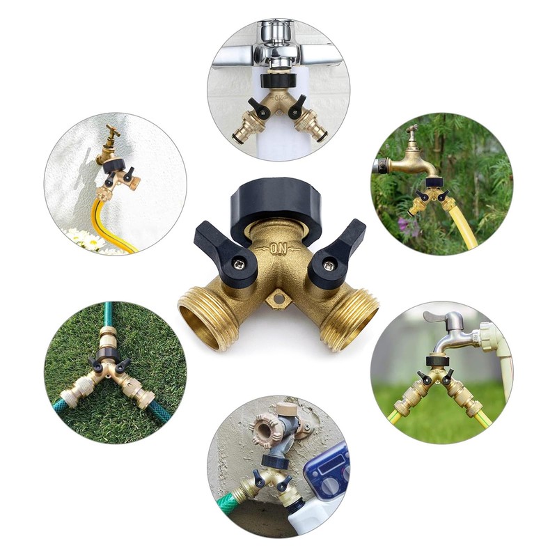 FIBOUND Brass distributor, Y connector valve, 2-way distributor, shut-off valves