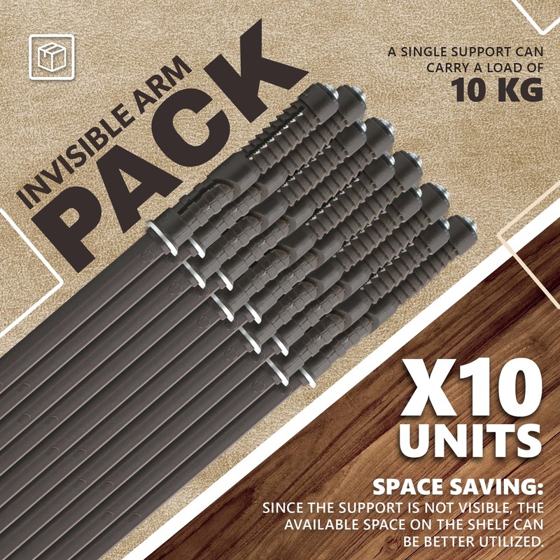 DOJA Barcelona Invisible Shelf Brackets, Pack of 10, Invisible Shelf