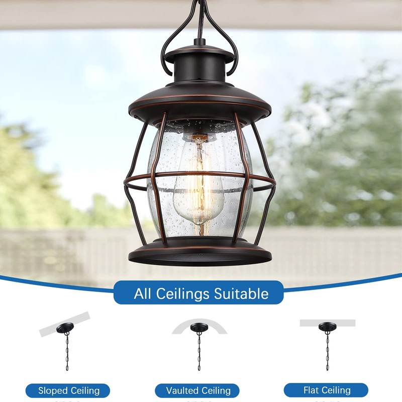 MrSconce Outdoor Pendant Light, Farmhouse Exterior Hanging Light Fixture with