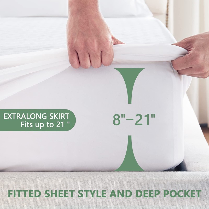 Premium Waterproof Mattress Protector King Size, Breathable Bed Cover 3D