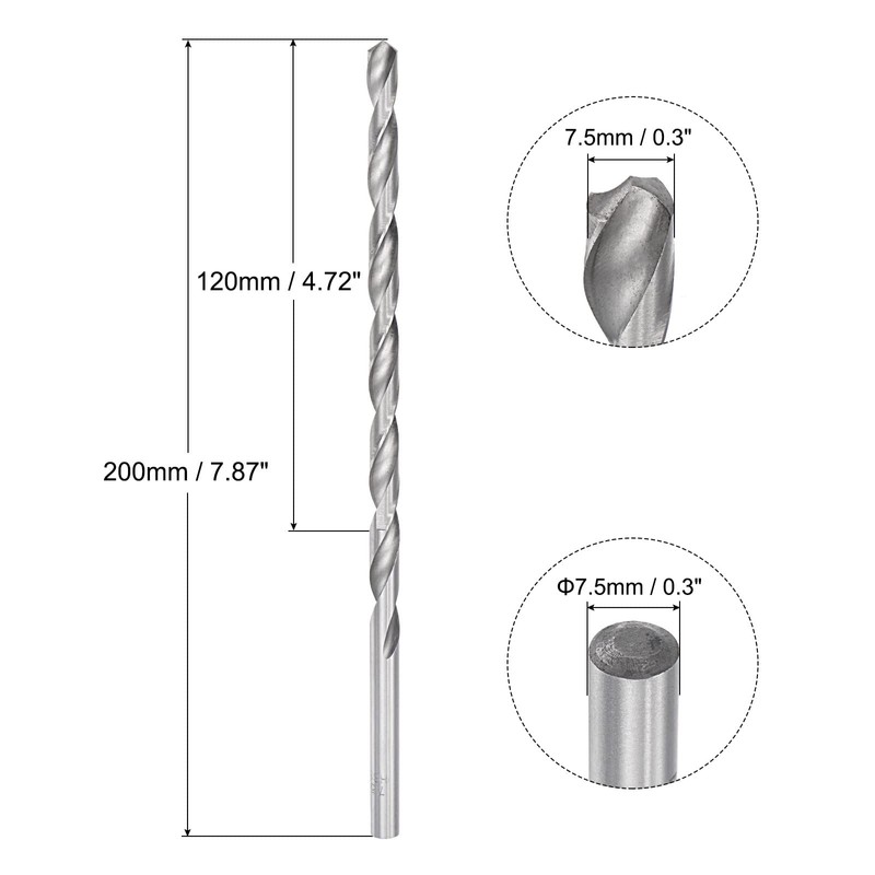 sourcing map 7.5mm Twist Drill Bits, High-Speed Steel Straight Shank