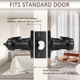 Probrico (2 Pack Privacy Door Lever,Locking Black Door Handle Set for Bathroom & Bedroom Doors,Keyless Interior Door Handle Black Finish Wave Door Lock, Reversible Right & Left Side Handed