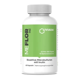LIVIADA MEFLOR PRO | Aktive Bakterienkulturen | 60 Kapseln für 60 Tage | Extra hochdosiert, vegan & magensaftresistent | Mit Milchsäurebakterien & Inulin (präbiotisch) für Darm Mikrobiota