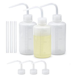 ALBTYUS Lab Wash Bottles Wash Bottle Safety Bottles Watering Tools, Economy Plastic Squeeze with Narrow Mouth Scale Labels for Medical Succulent Cleaning Washing (Clear, 250ml- 3bottle)