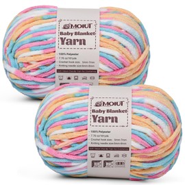 Fluffy Chunky Yarn for Crocheting, Chenille Crochet Yarn 6 Super Bulky, 2 Pack of 161 yds/7.76 oz Baby Blanket Yarn, Soft Velvet Yarns for Knitting Amigurumi&DIY Crafts/Hats/Socks(2 Candy)