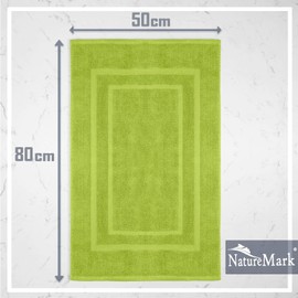 NatureMark Pack of 2 Terry Towelling Bath Mats, 50 x 80 cm, 100% Cotton, Apple Green