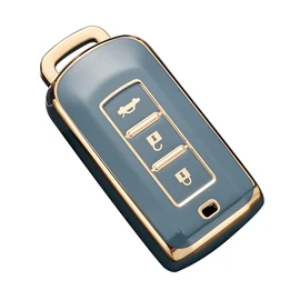 YANMW Key Case Compatible Mitsubishi Delica D5 Outlander PHEV ek Space ek Space Custom Fit Nissan Days Lukes Leather Key Holder TPU Smart Key Cover (Blue)
