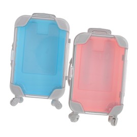 FRCOLOR 2pcs Mini Trolley Case for Lashes Storage Compact Organizer for Eyelash Extensions and Makeup Versatile Packing for Women and Girls