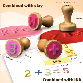 UdoUto Wooden Alphabet Number Stamp for Kids, Letter Stampers ABC Math Learning Toys, Montessori Education Toys Gifts for 3 4 5 Year Old, Preschool Home School Arts and Crafts Supplies