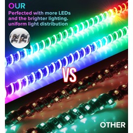 Tavaray 2PCS 3FT COB Whip Lights with APP & Remote Control, LED Whip Lights w/DIY Chasing Patterns Stop Turn Reverse Modes Control Waterproof Flag Pole Light for ATV RZR UTV Dune Buggy Can-Am