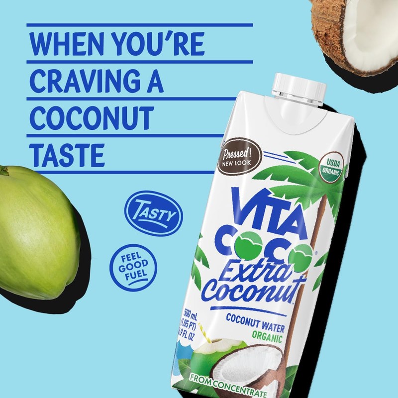 Vita Coco Organic Coconut Water, Pressed, More "Coconutty" Flavor, Natural