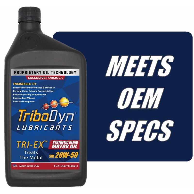 TriboDyn Tri-Ex Synthetic Blend Motor Oil (20W-50, 2 Quart Pack)