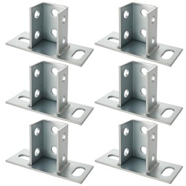 LOPYXBR 6 PCS Strut Post Base Single Channel 1-5/8 2 Slot u Post Base for 1-5/8" Square Strut Channel Base Heavy Duty Unistrut Base Plate Galvanized Carbon Steel Ground Floors Mount