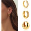 Cryzmitol 3pzs Aretes Mujer Niñas Oro Con Zirconias,joyería Moda Regalo