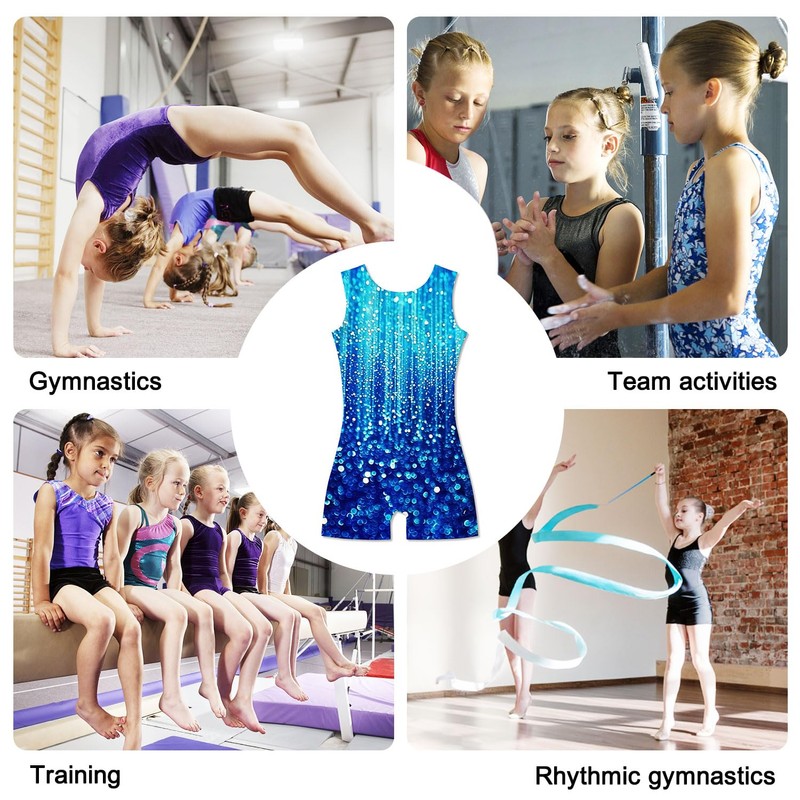 Funnycokid Gymnastics Leotards for Girls Dance Outfits Unitard Sparkly Clothes
