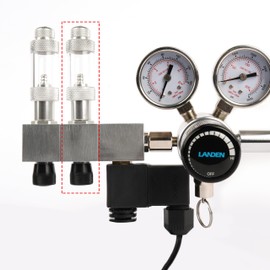 LANDEN AverVita Manifold Block for CO2 Regulator Advance, Expandable Manifold Blocks with Integrated Bubble Counter and Precision Needle Valve