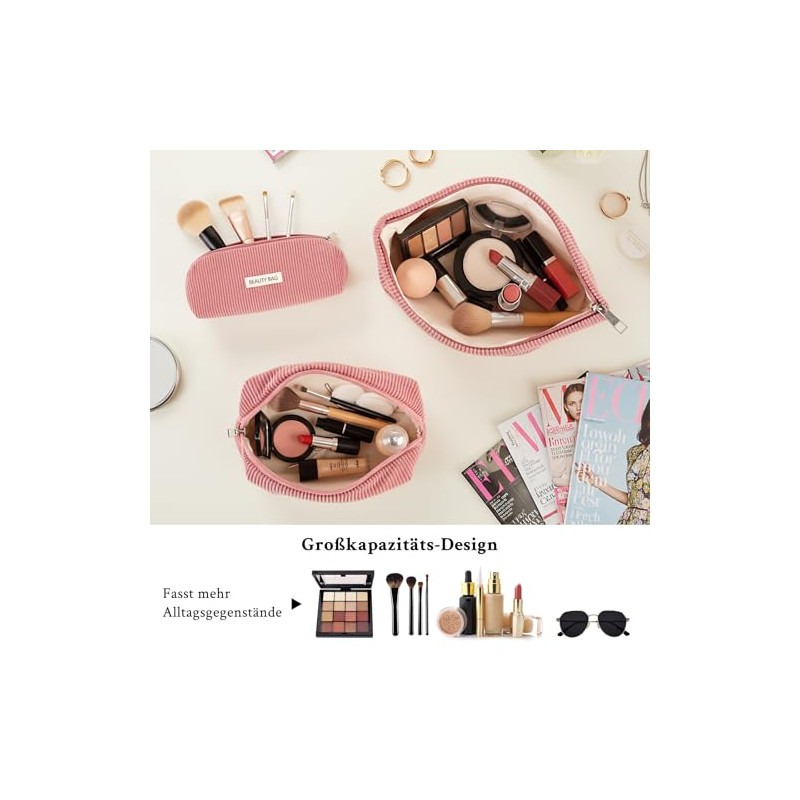 Pack of 3 Cosmetic Bag, pink, Vintage