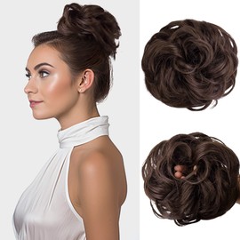 BELEVO Hair Pieces for Women 55g Messy Hair Buns Hair Piece Extensions Hair Scrunchies for Women Curly Wavy Hair Accessories for Women Hair Chignons for Wedding Party Daily Life (Dark Brown)