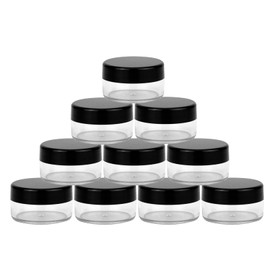 10 PCS Sample Pots for Cosmetics, 10Gram/10ml Jars, Cosmetic Containers, Mini Jars With Lids, Empty Small Makeup Jars Plastic BPA Free for Various Cosmetic Products, Samples, and Nail Powder(Black)